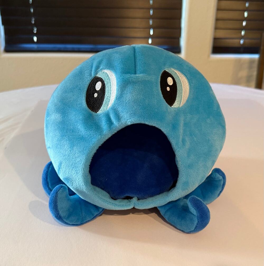 Cute Plush Octopus Small Animal Hideout Bed Hamster Cave Blue 9x8" 4" Opening